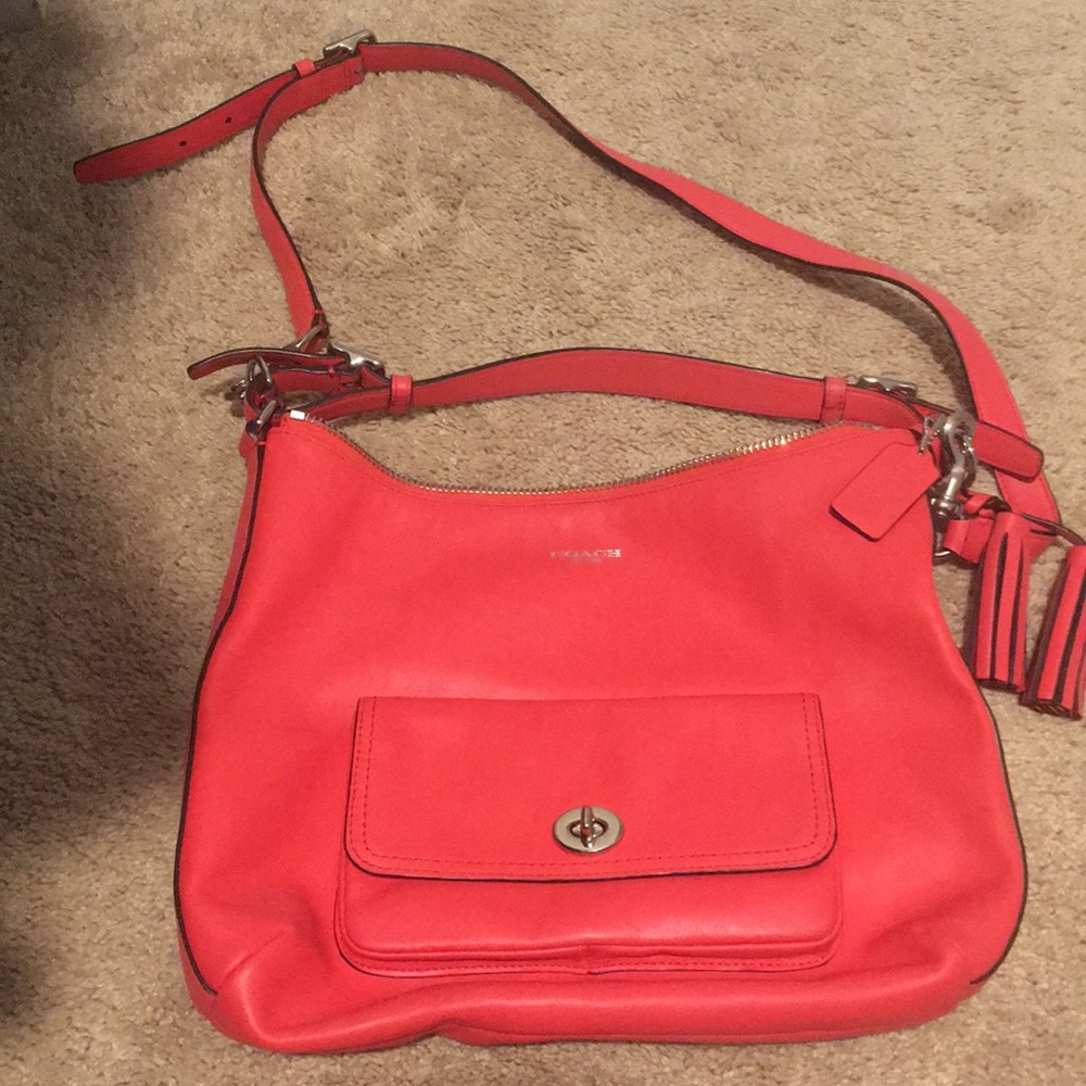 Coach Leather Hobo Tote Bag in Poppy